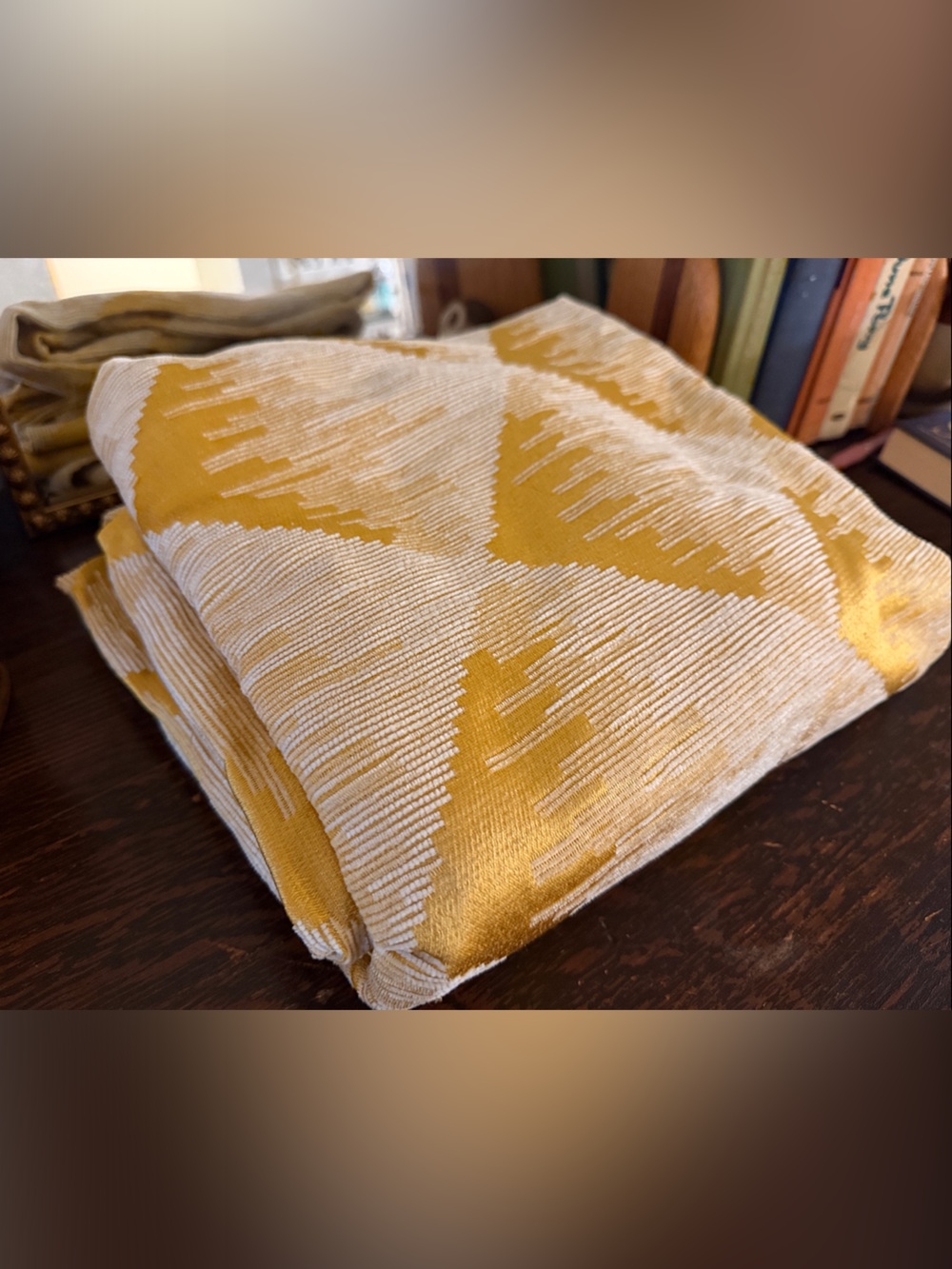 Vintage 70s curtains Mustard Yellow and Cream